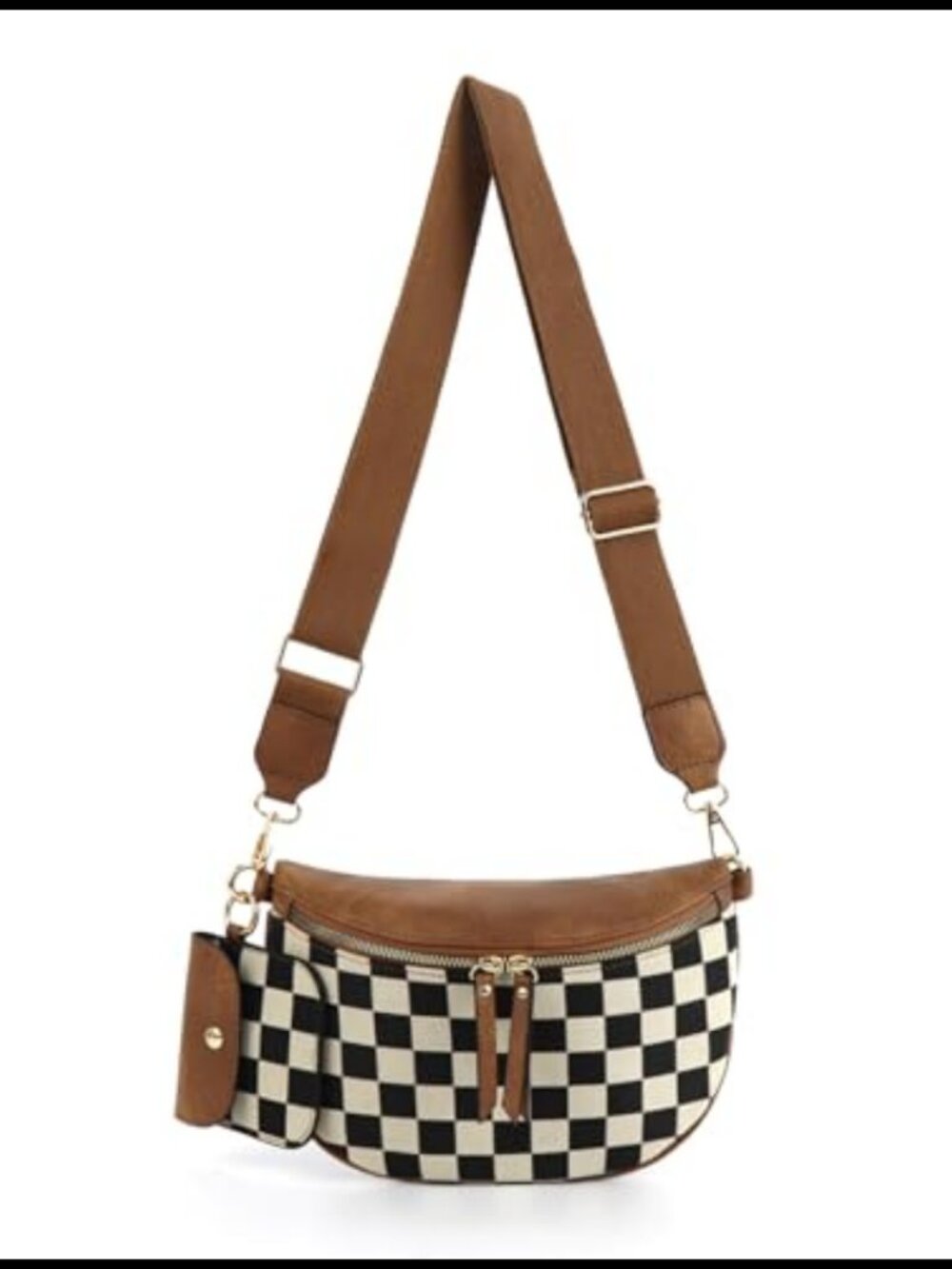 Nylon Checkered Crossbody Bag Adjustable Strap Fanny Pack Purse